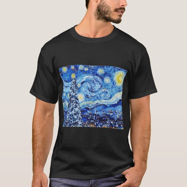 T-shirt Van Gogh - La nuit étoilée - Noël blanc (Devant)