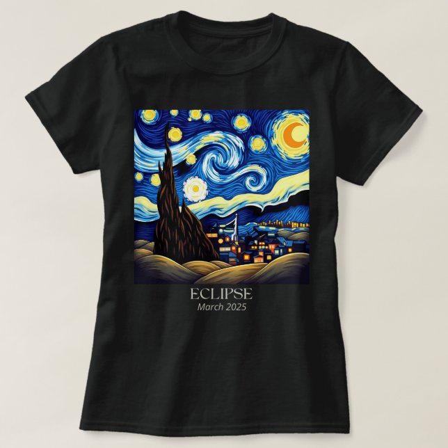 T-shirt Van Gogh Nuit étoilée Éclipse solaire Éclipse luna (Design devant)