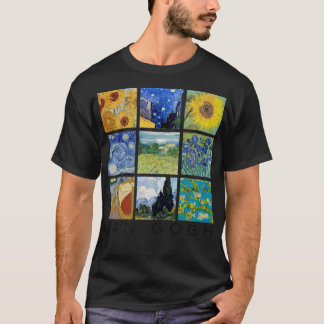 T-shirt Van Gogh Painting Collage with Starry Night and Su