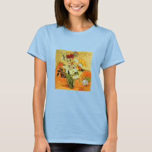 T-shirt Van Gogh Peignant des Fleurs Fantaisistes et des V