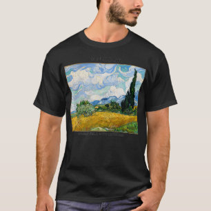 T-shirt Van Gogh Peinture Champ de blé avec Cyprès fine