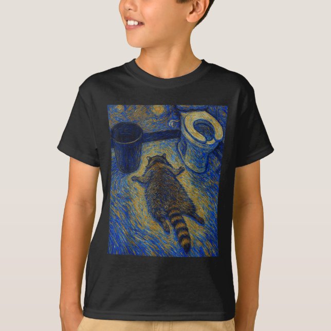 T-shirt Van Gogh Raccoon Drunk Pes Out In Bathroom Meme  (Devant)