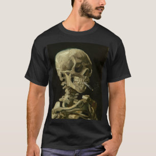 T-shirt Van Gogh, squelette avec une cigarette allumée