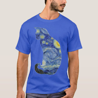 T-shirt Van Gogh Starry Night Cat Art Van Gogh Peinture Ae