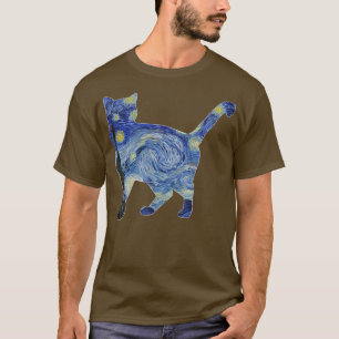 T-shirt Van Gogh Starry Night Cat Art Van Gogh Peinture Ae