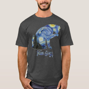 T-shirt Van Gogh Starry Night Cat Art Van Gogh Peinture Ae