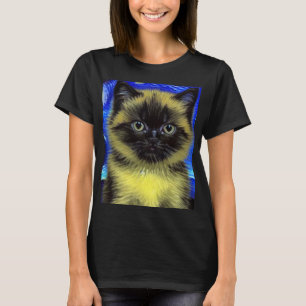 T-shirt Van Gogh Starry Nuit Siamese Cat