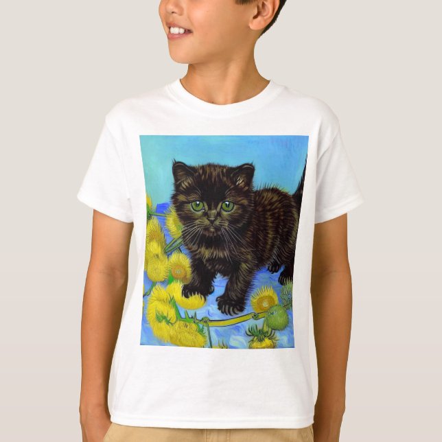 T-shirt Van Gogh Style Chat avec tournesol (Devant)