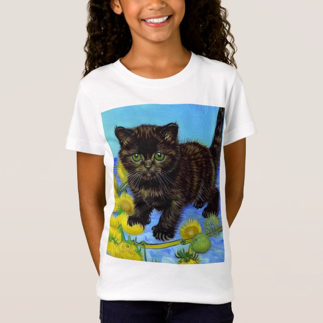 T-Shirt Van Gogh Style Chat avec tournesol (Devant)