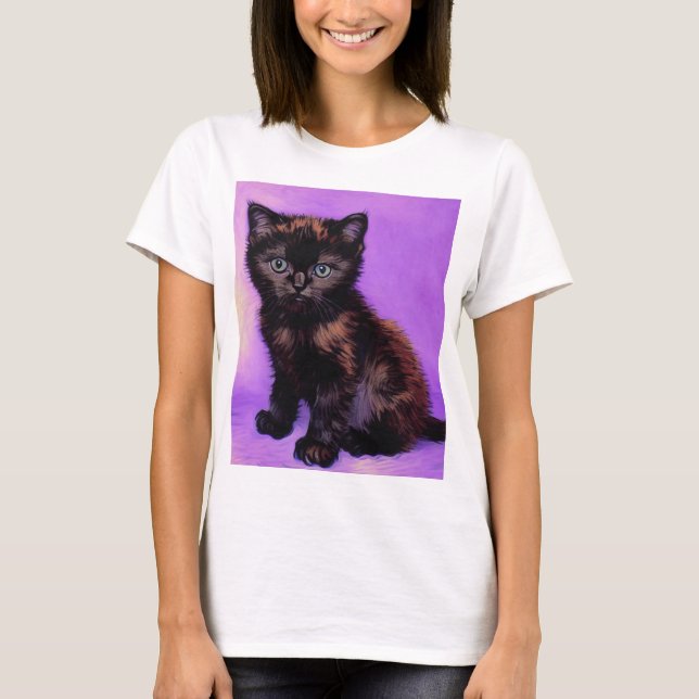 T-shirt Van Gogh Style Chat pourpre (Devant)