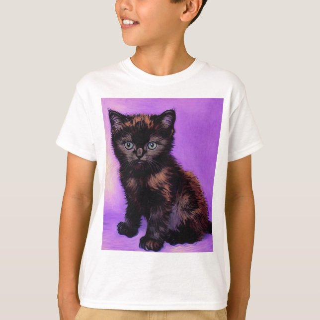 T-shirt Van Gogh Style Chat pourpre (Devant)