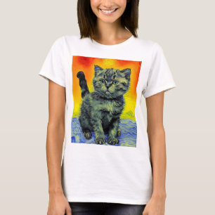 T-shirt Van Gogh Style Chat Sunset Beach