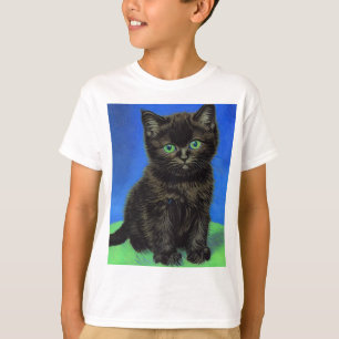 T-shirt Van Gogh Style Kitten noir