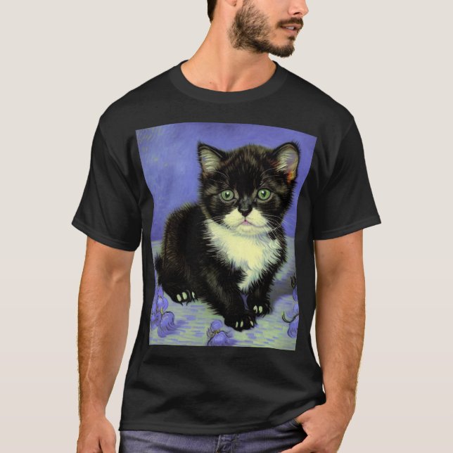 T-shirt Van Gogh Tuxedo Kitten (Devant)