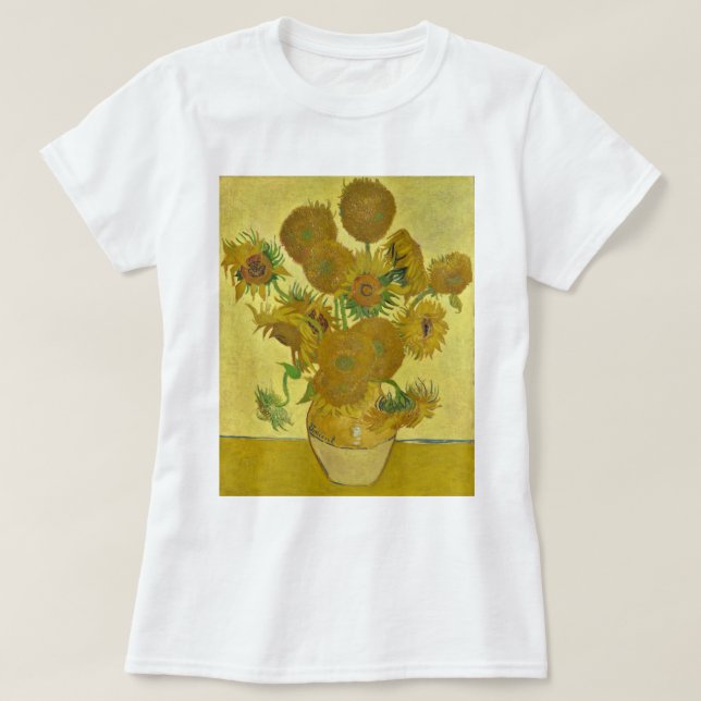 T-shirt Van Gogh Vase avec 15 tournesols GalleryHD (Design devant)