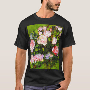 T-shirt Van Gogh Vie morte avec des roses roses roses
