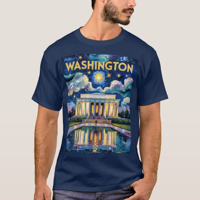 T-shirt Van Gogh Washington DC Lincoln Memorial Painting (Devant)