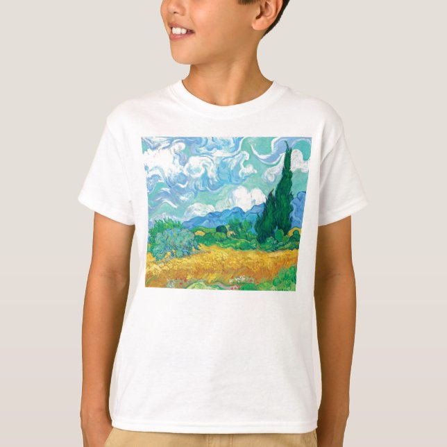 T-shirt Van Gogh Wheatfield avec Cyprès (Devant)