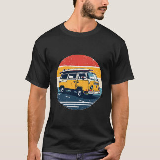 T-shirt "Van jaune rétro avec Surfboard en style Vintage