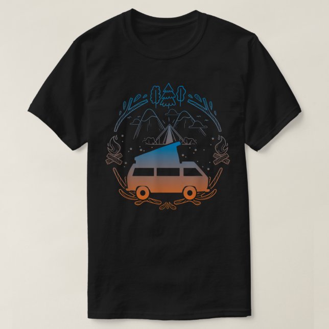 T-shirt Van Life Design - Vanagon Van Bus Dipper Campfire (Design devant)