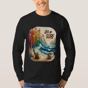 T-shirt Van Stationné avec planches de surf sur Sandy Shor