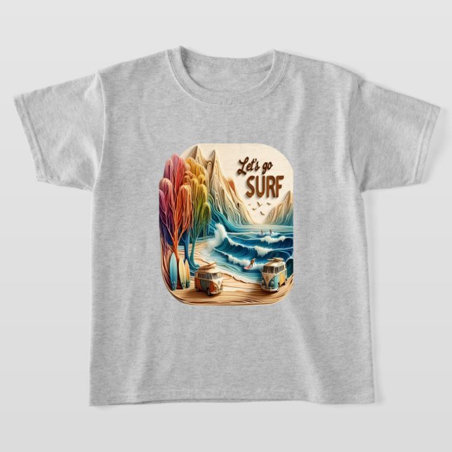 T-shirt Van Stationné avec planches de surf sur Sandy Shor (Poser)