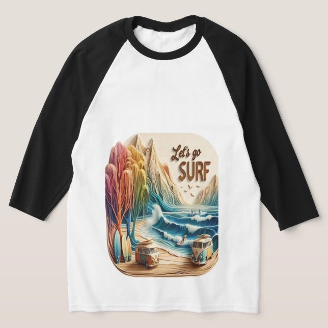 T-shirt Van Stationné avec planches de surf sur Sandy Shor (Poser)