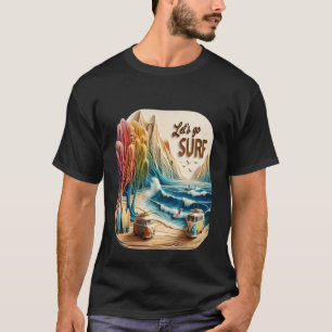 T-shirt Van Stationné avec planches de surf sur Sandy Shor