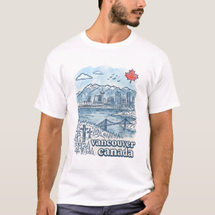 T-shirt Vancouver BC Canada Simple ligne d'horizon bleue