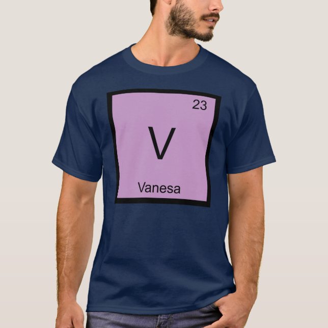 T-shirt Vanesa Nom Élément Chimique Tableau Périodique (Devant)