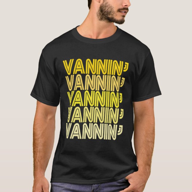 T-shirt Vannin Yellow Retro Vanner Vanning Nation Van Life (Devant)