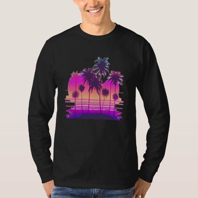 T-shirt Vaperwave Aesthetic Glitch Palm Retrowave Synthwav (Devant)