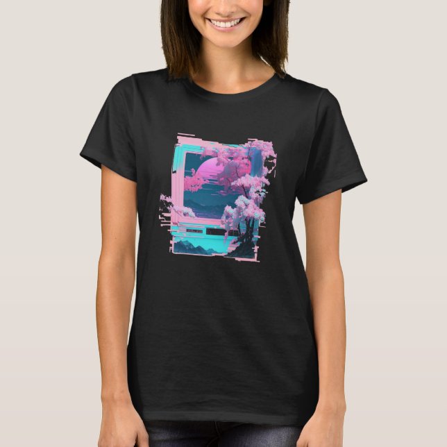 T-shirt Vaperwave Aesthetic Glitch Retrowave Synthwave  7 (Devant)