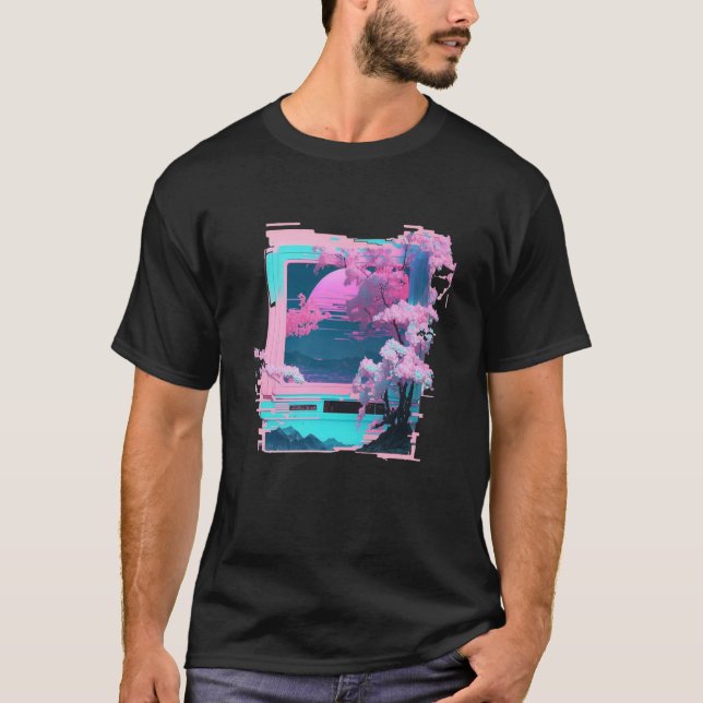 T-shirt Vaperwave Aesthetic Glitch Retrowave Synthwave  7 (Devant)