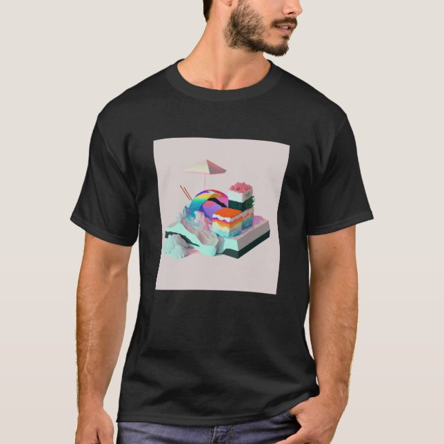 T-shirt Vaperwave Aesthetic Glitch Sushi Retrowave Synthwa (Devant)
