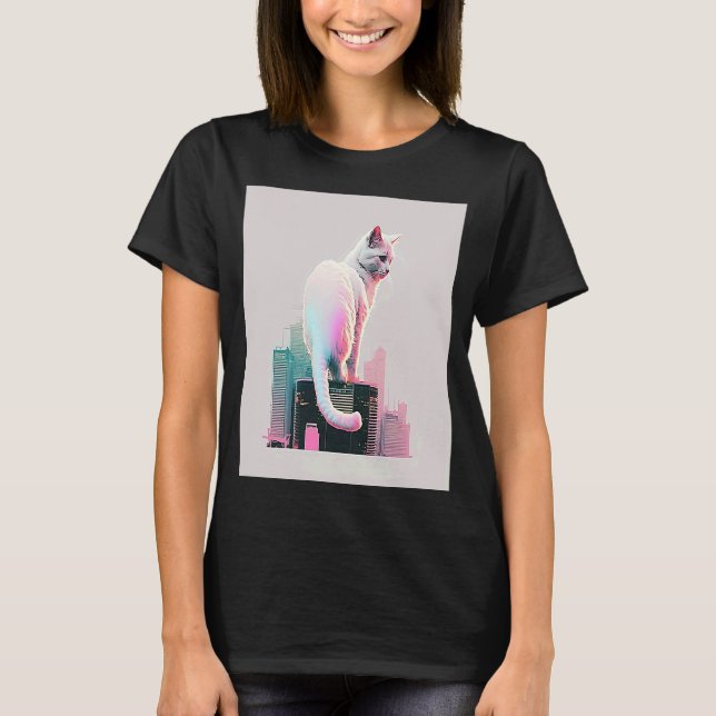 T-shirt Vaperwave Aesthétique Glitch Chat Rétrowave Synthw (Devant)