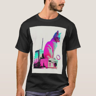 T-shirt Vaperwave Aesthétique Glitch Chat Rétrowave Synthw