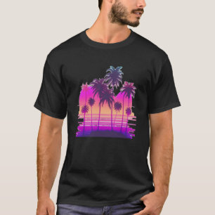 T-shirt Vaperwave Aesthétique Glitch Palm Retrowave Synthw