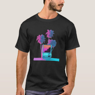 T-shirt Vaperwave Aesthétique Glitch Palm Tree Rétrowave S