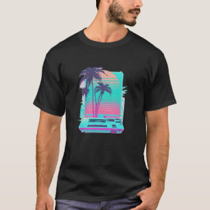 T-shirt Vaperwave Aesthétique Glitch Palm Tree Rétrowave S