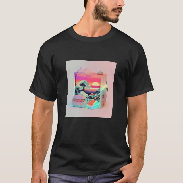 T-shirt Vaperwave Aesthétique Glitch Sushi Retrowave Synth (Devant)