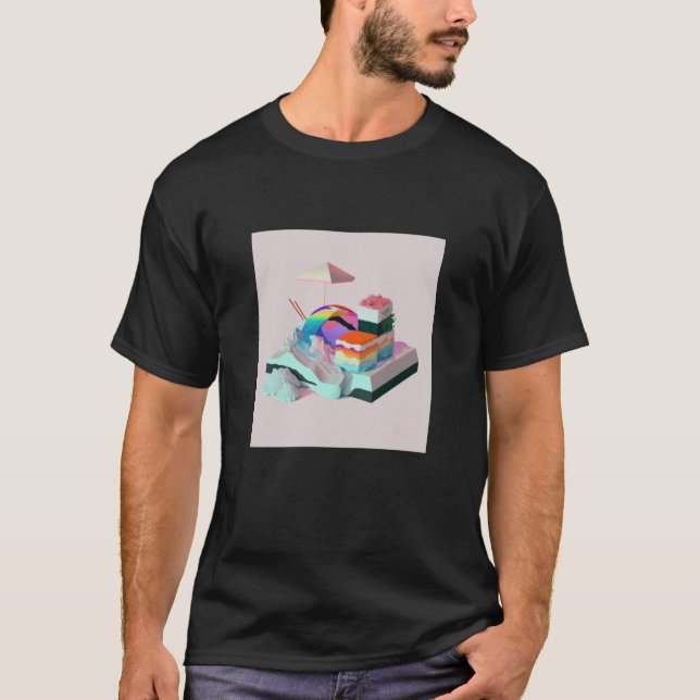 T-shirt Vaperwave Aesthétique Glitch Sushi Retrowave Synth (Devant)
