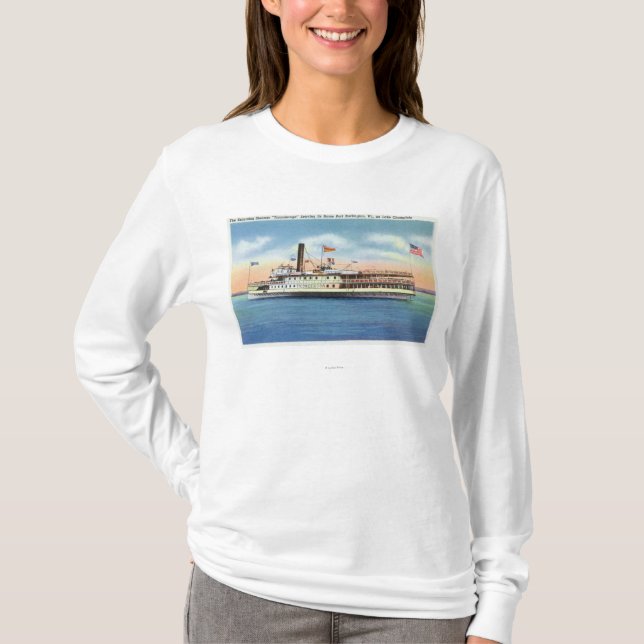 T-shirt Vapeur de Ticonderoga partant du port Burlington, (Devant)