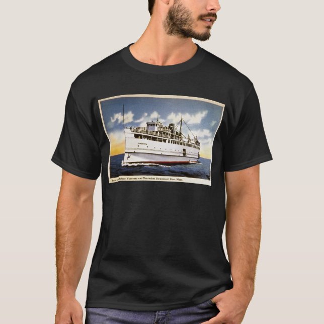 T-shirt Vapeur Naushon, ligne de bateau à  vapeur de (Devant)