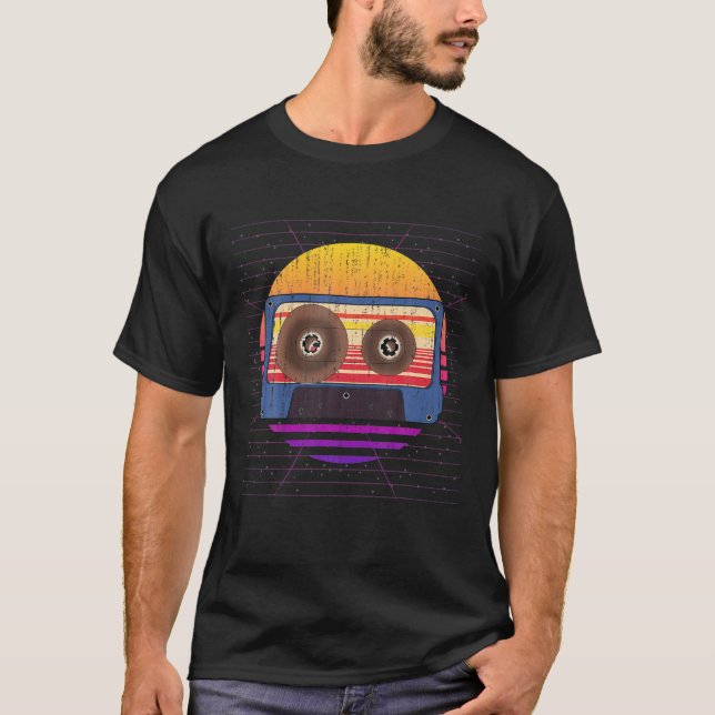 T-shirt Vapeur Synthwave Retro Cassette D'Art Des Années 8 (Devant)