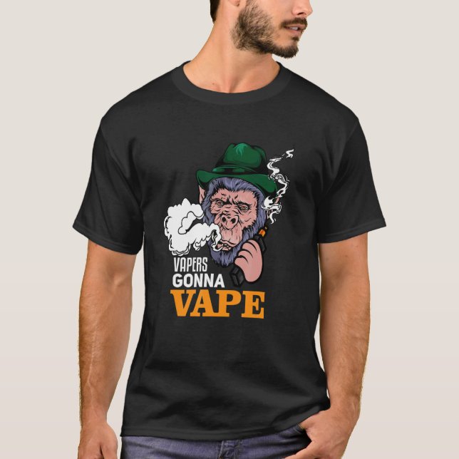 T-shirt Vapeurs Vape Gorilla Monkey Holding a MOD (Devant)
