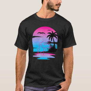 T-shirt Vaporw Flamant rose rose animal exotique d'été tro