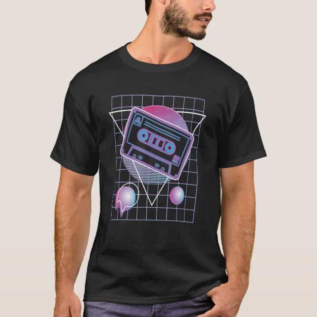 T-shirt Vaporwave 80s 90s Mixtape Cassette Tape Music Retr (Devant)