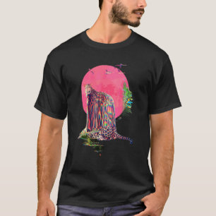 T-shirt Vaporwave Abstrait de léopard Jaguar Glitch