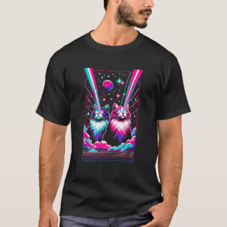 T-shirt Vaporwave Aesthetic Laser Eyes Space Cat Galactic 